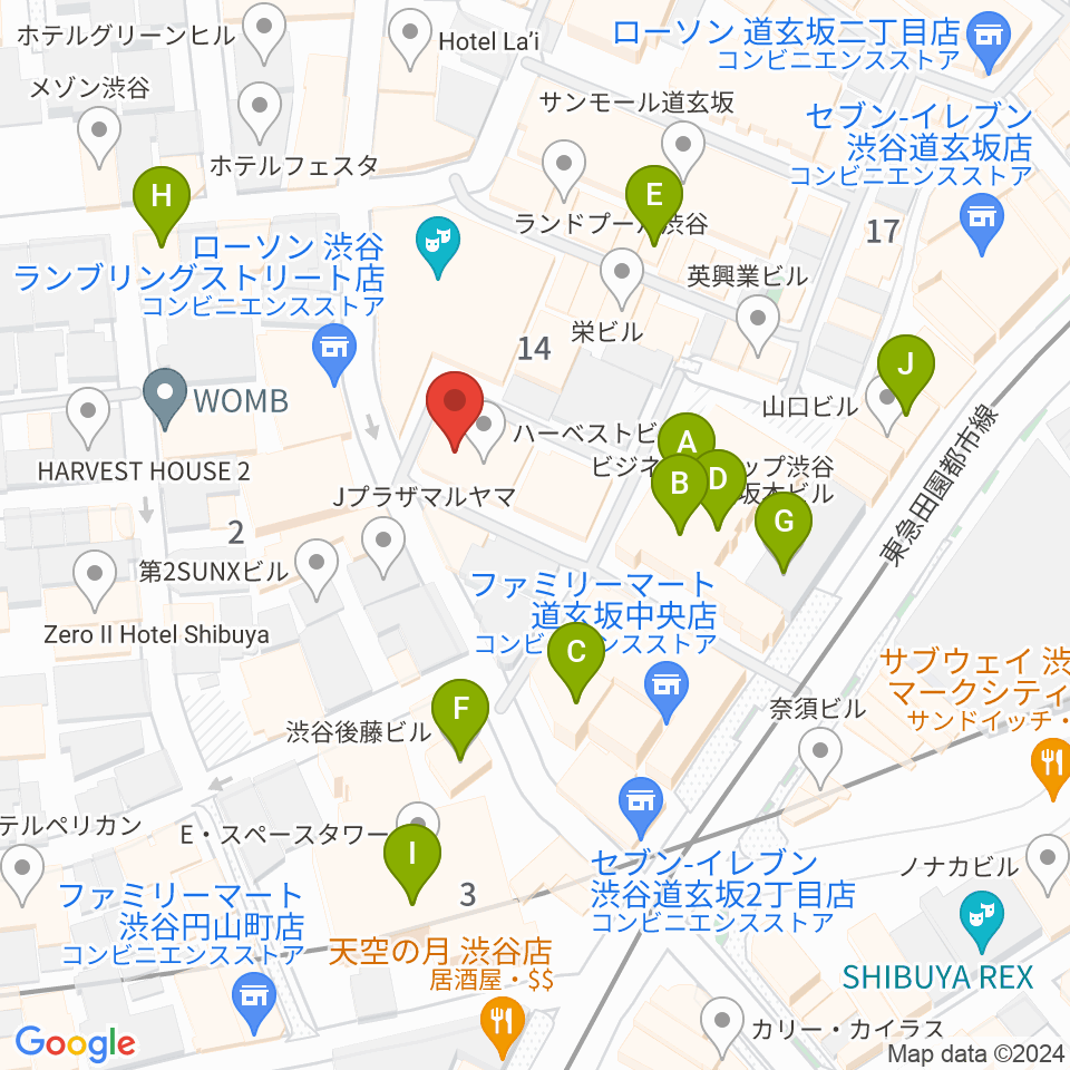 ゲートウェイスタジオ渋谷道玄坂店周辺のカフェ一覧地図