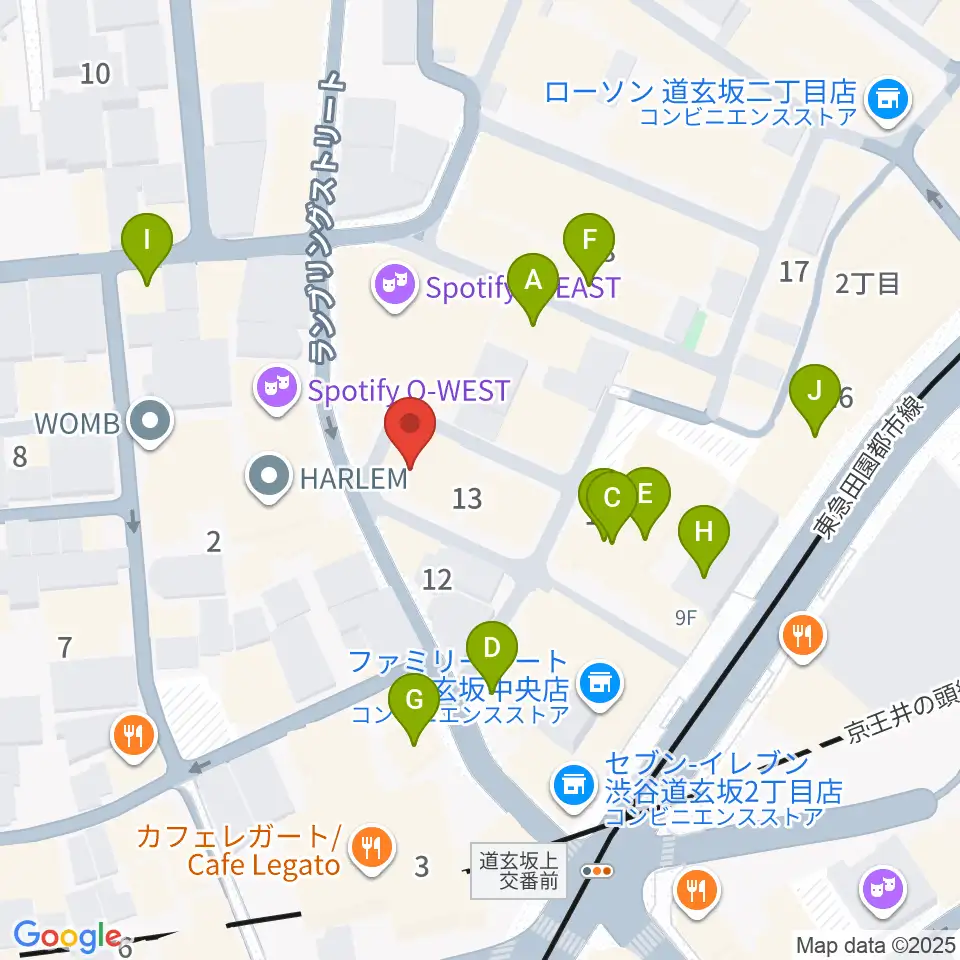 ゲートウェイスタジオ渋谷道玄坂店周辺のカフェ一覧地図