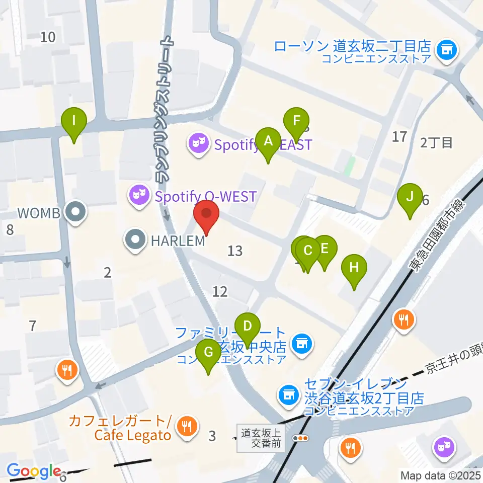 ゲートウェイスタジオ渋谷道玄坂店周辺のカフェ一覧地図