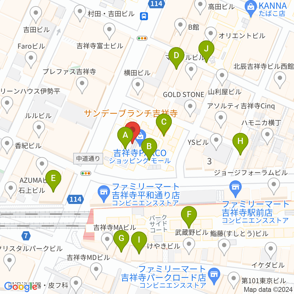 ディスクユニオン吉祥寺店周辺のカフェ一覧地図