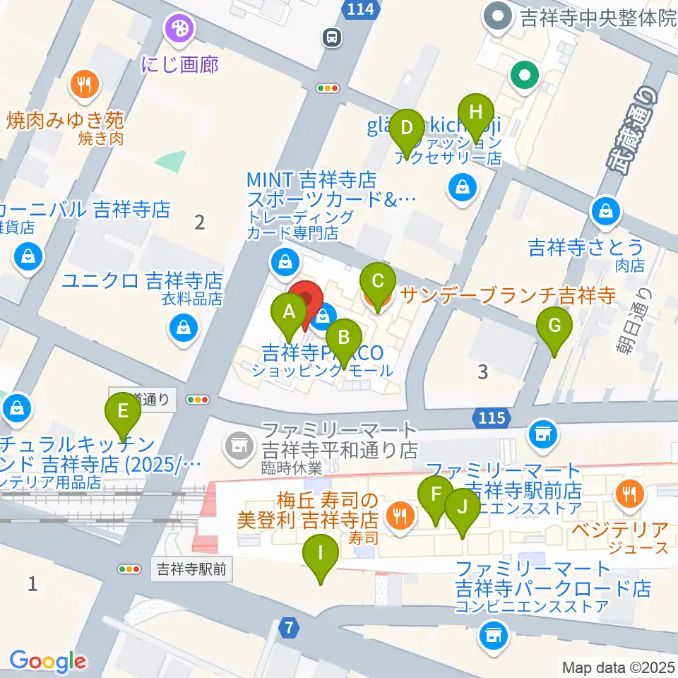 ディスクユニオン吉祥寺店周辺のカフェ一覧地図