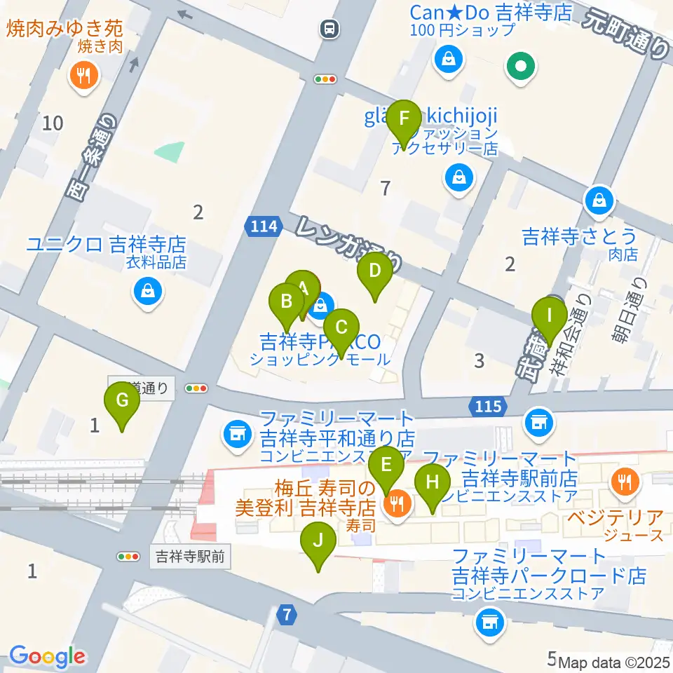 ディスクユニオン吉祥寺店周辺のカフェ一覧地図