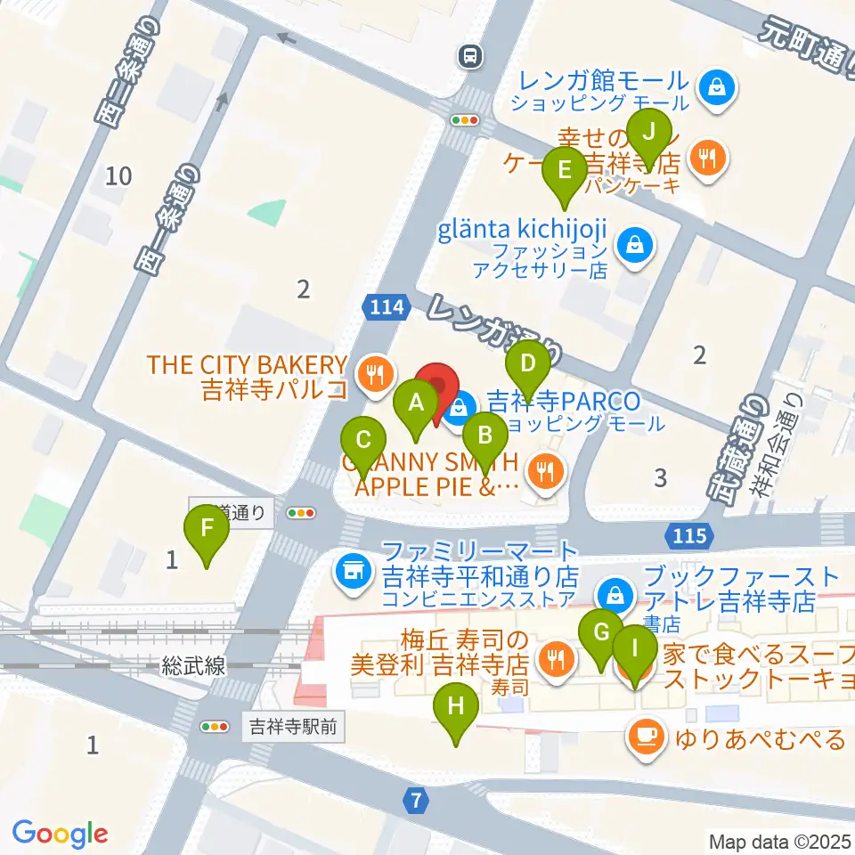 ディスクユニオン吉祥寺店周辺のカフェ一覧地図
