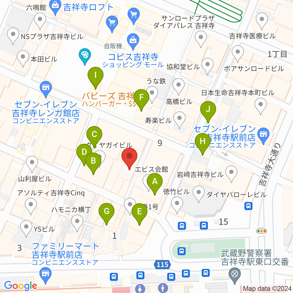 ディスクユニオン吉祥寺店周辺のカフェ一覧地図