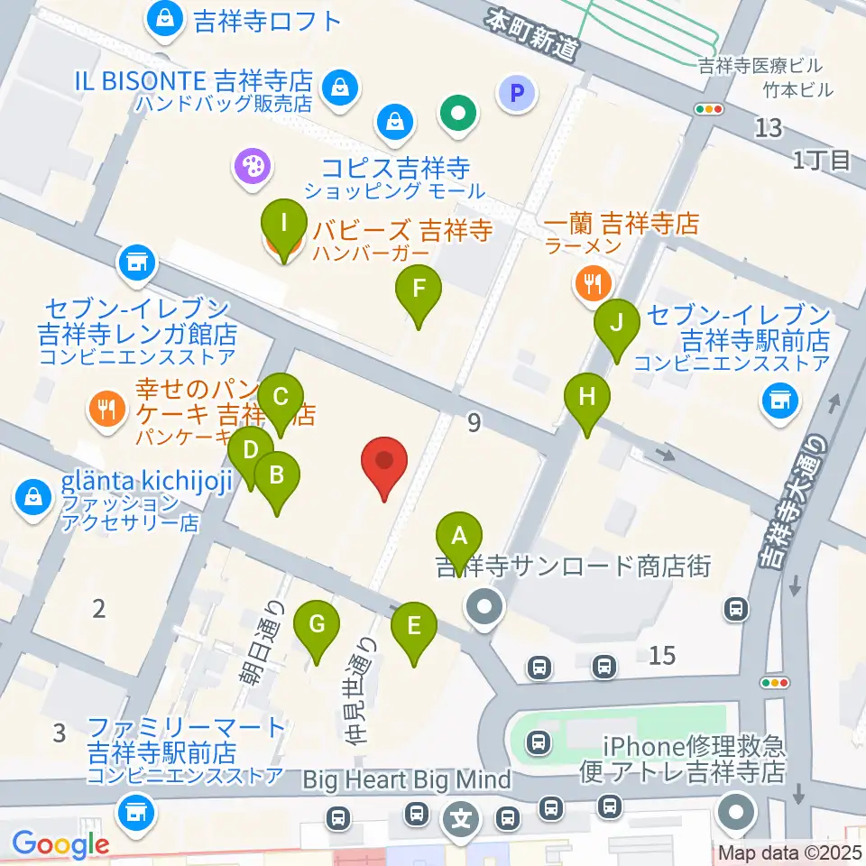 ディスクユニオン吉祥寺店周辺のカフェ一覧地図