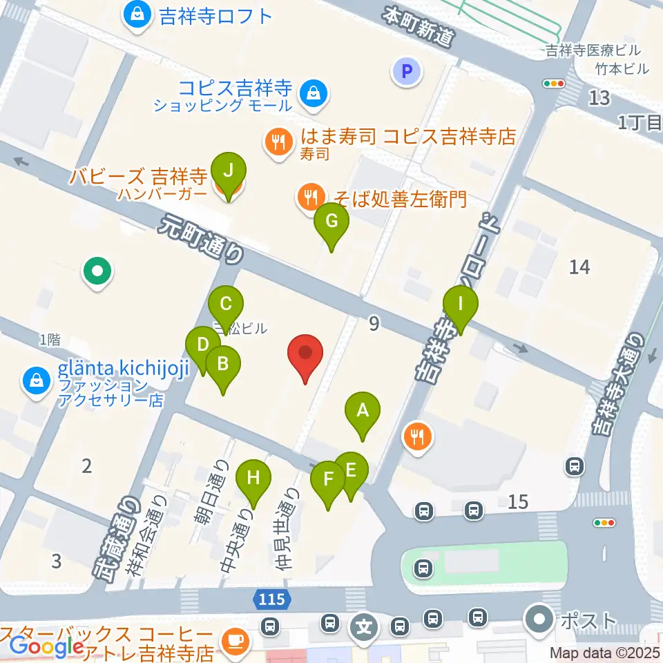 ディスクユニオン吉祥寺店周辺のカフェ一覧地図