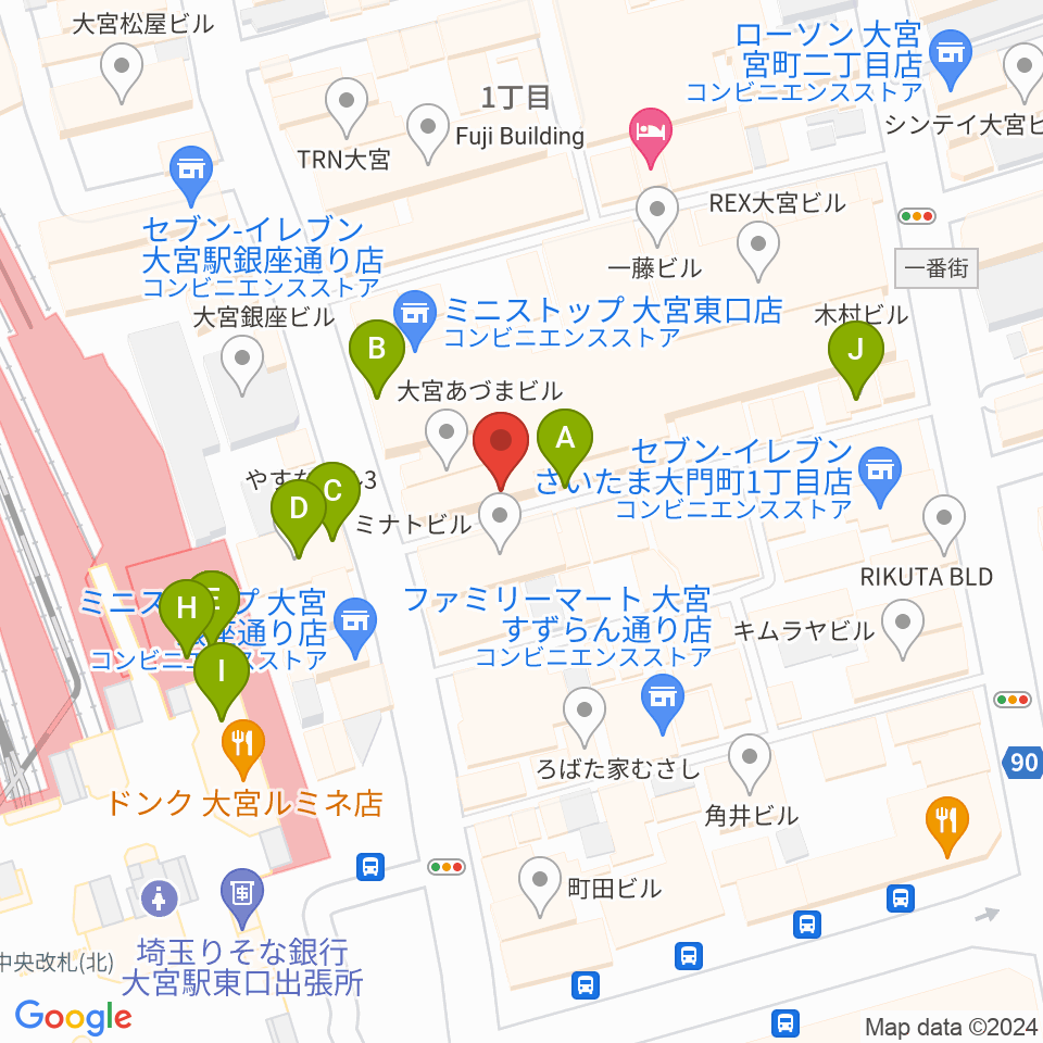 大宮ラクーンよしもと劇場周辺のカフェ一覧地図