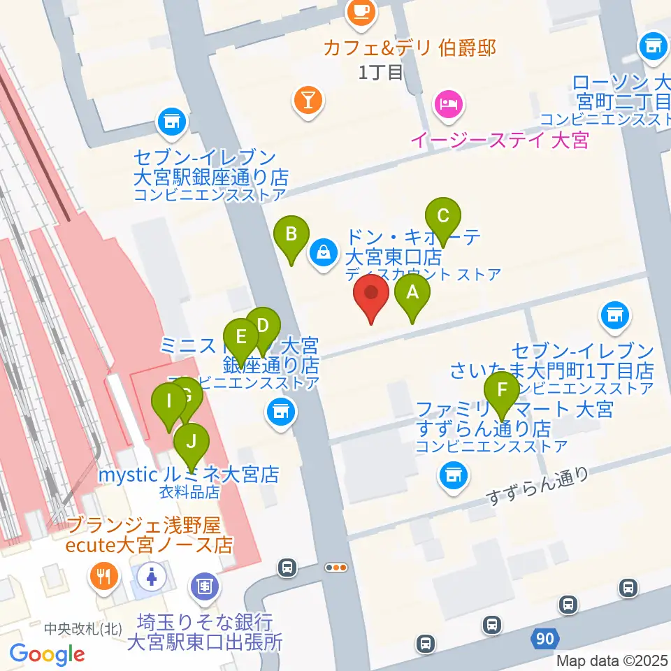 大宮ラクーンよしもと劇場周辺のカフェ一覧地図