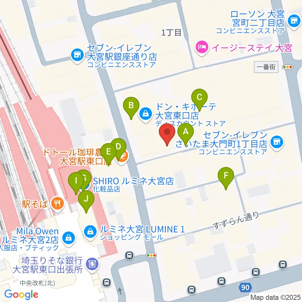大宮ラクーンよしもと劇場周辺のカフェ一覧地図