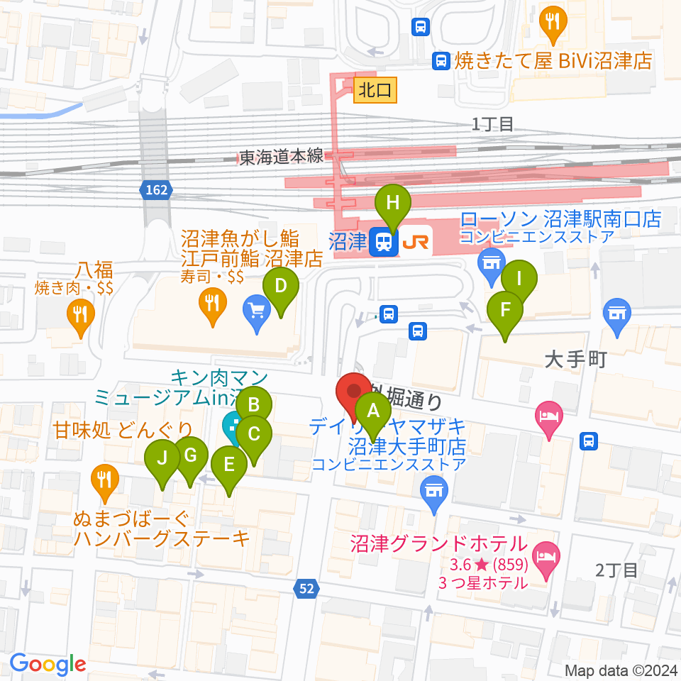 沼津ラクーンよしもと劇場周辺のカフェ一覧地図