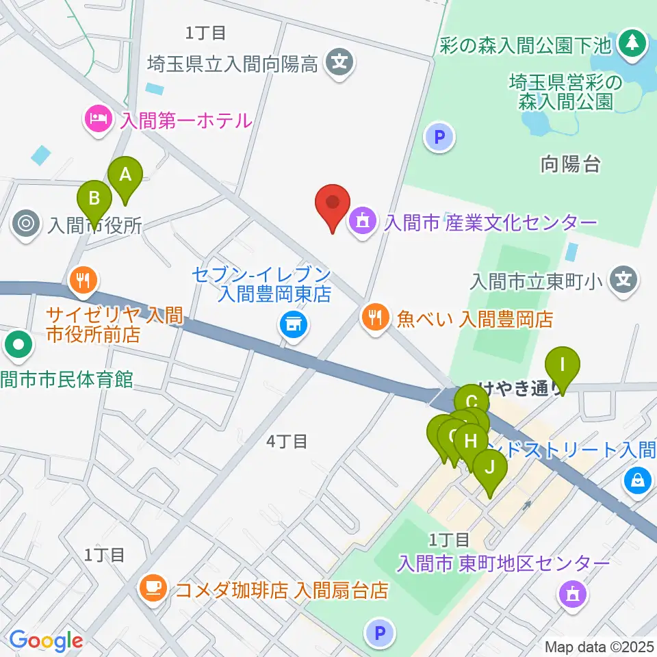 入間市産業文化センター周辺のカフェ一覧地図