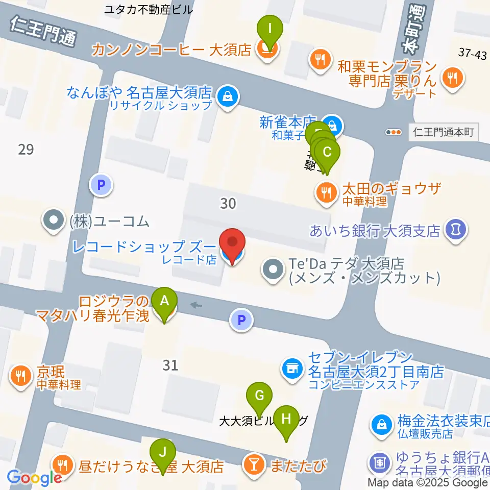 レコードショップZOO周辺のカフェ一覧地図