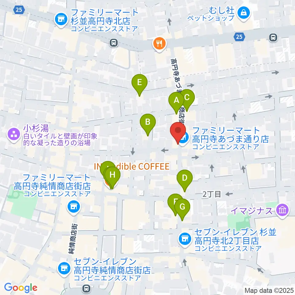 高円寺ヨーロピアンパパ周辺のカフェ一覧地図
