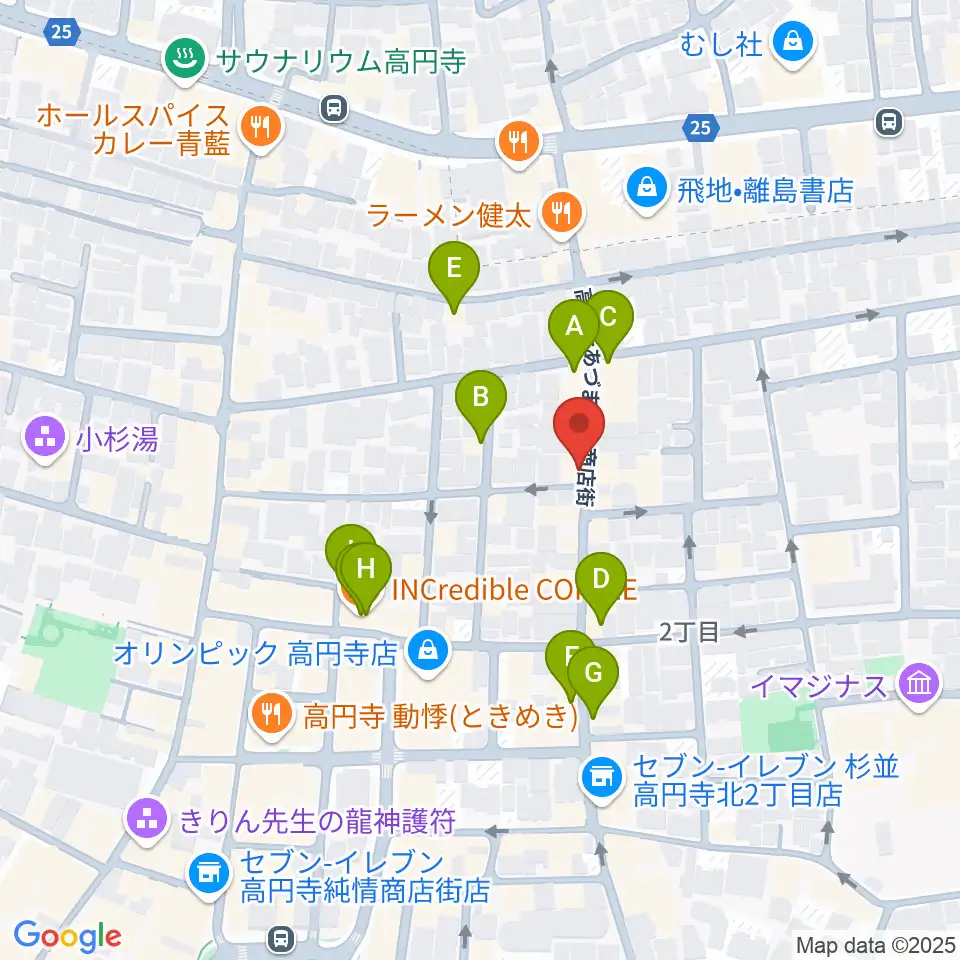 高円寺ヨーロピアンパパ周辺のカフェ一覧地図