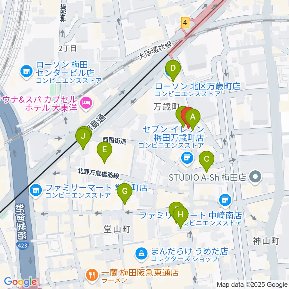 バンブーミュージック周辺のカフェ一覧地図