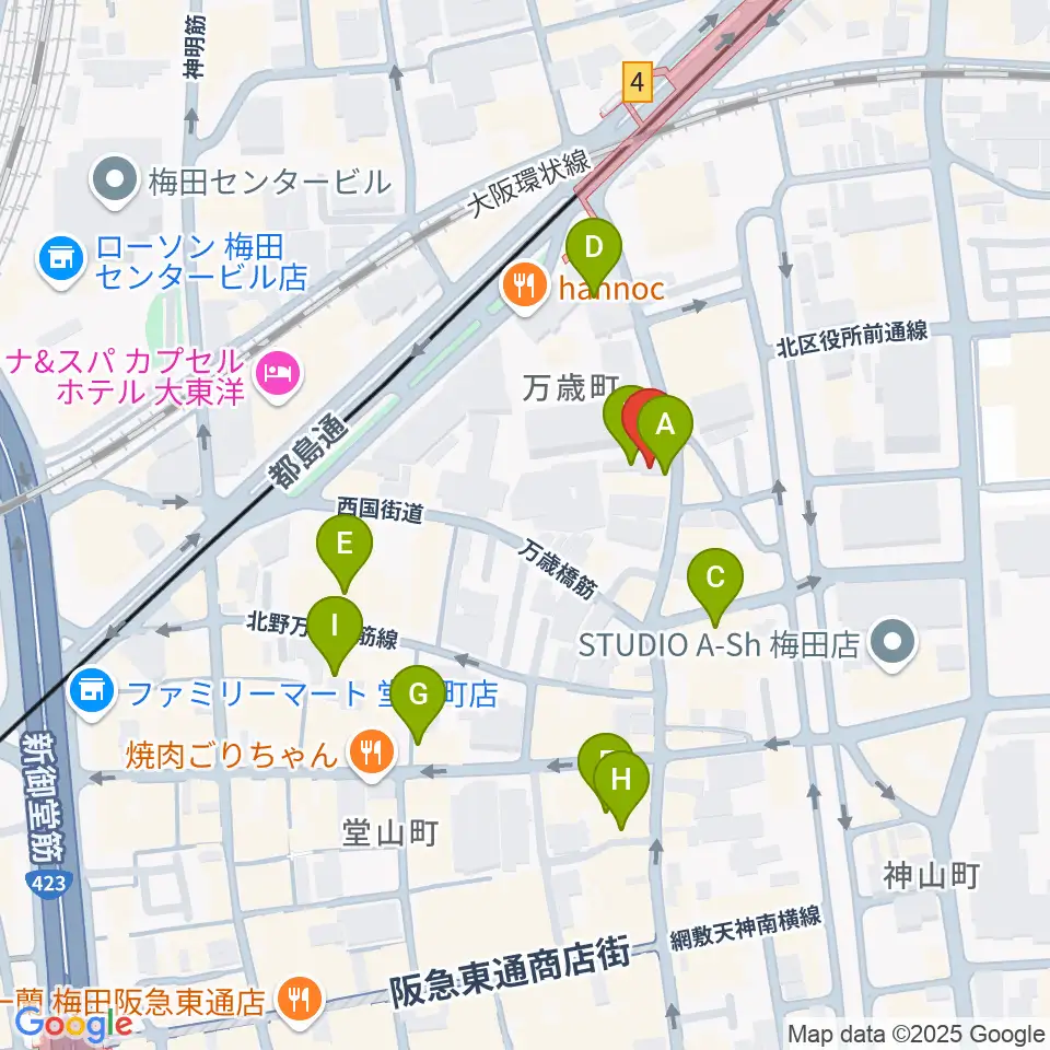 バンブーミュージック周辺のカフェ一覧地図