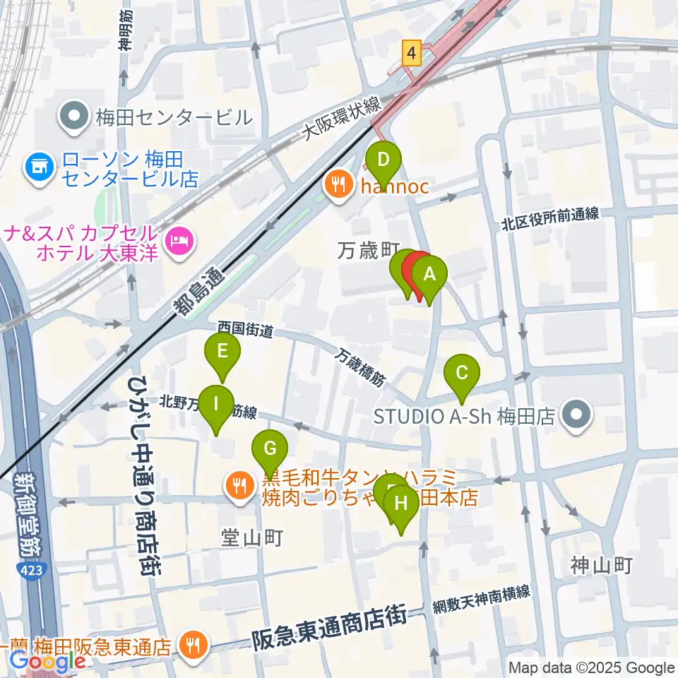 バンブーミュージック周辺のカフェ一覧地図
