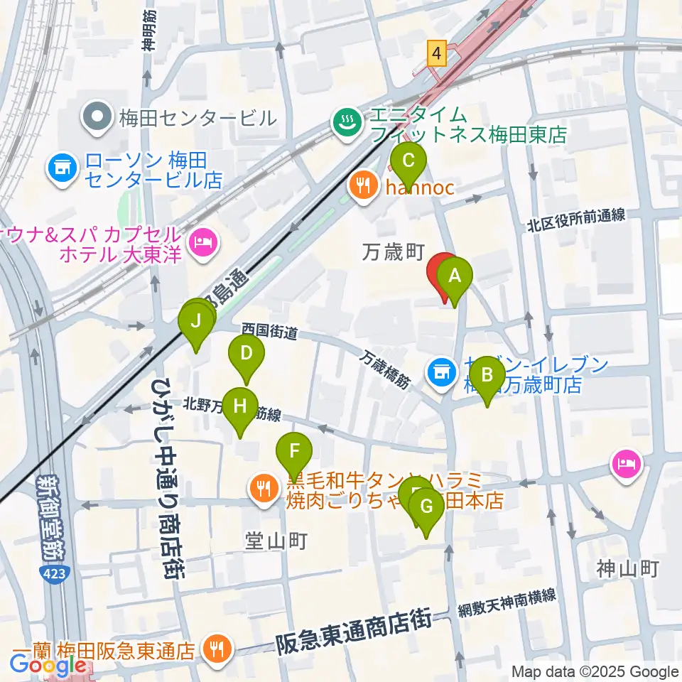 バンブーミュージック周辺のカフェ一覧地図