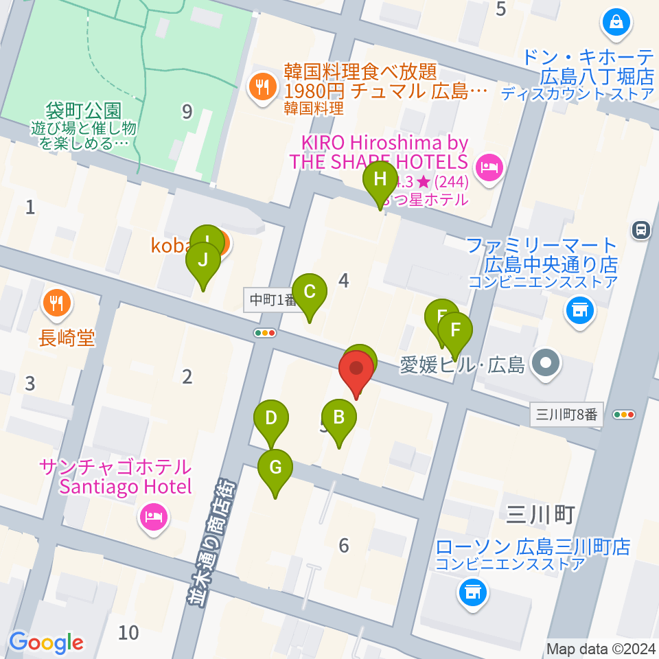 広島ダムレコーズ周辺のカフェ一覧地図