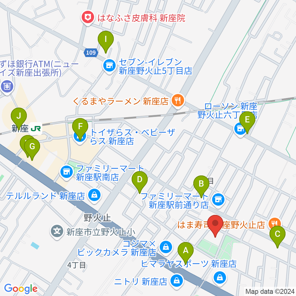 ふるさと新座館ホール周辺のカフェ一覧地図