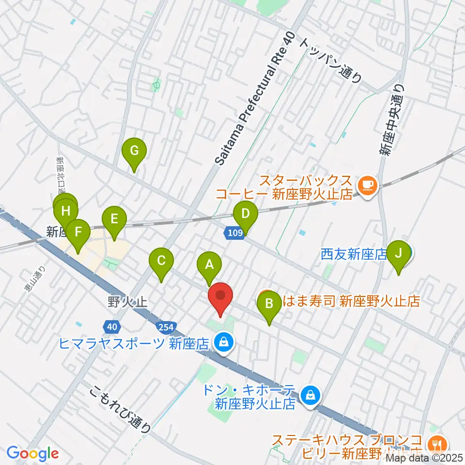 ふるさと新座館ホール周辺のカフェ一覧地図