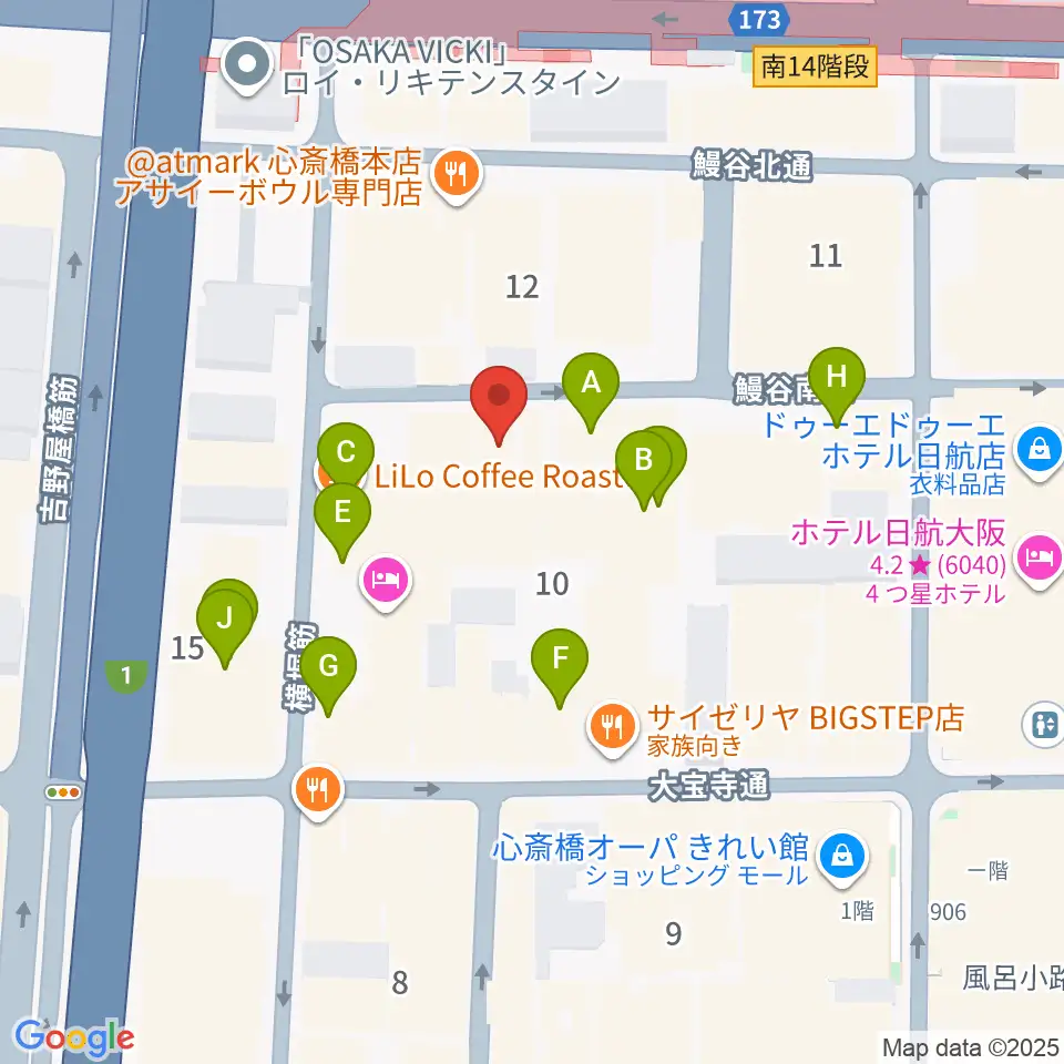 Root Down Records周辺のカフェ一覧地図