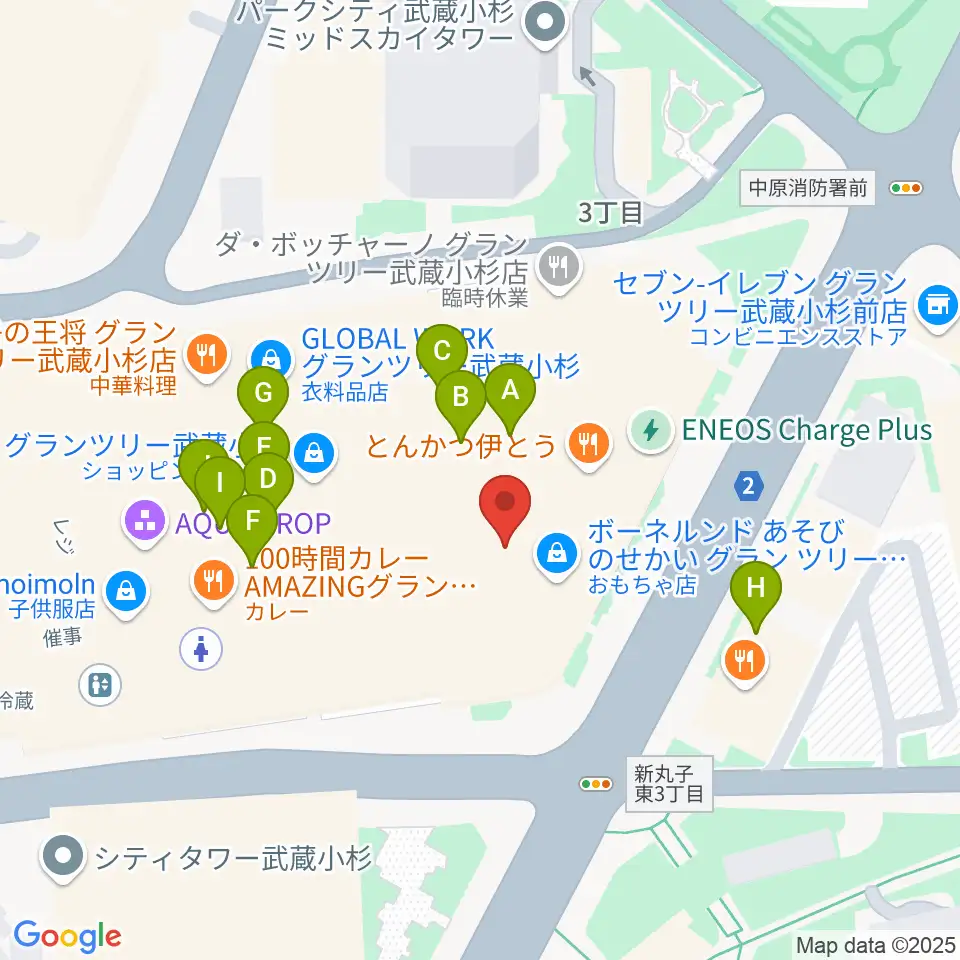 山野楽器 武蔵小杉店周辺のカフェ一覧地図