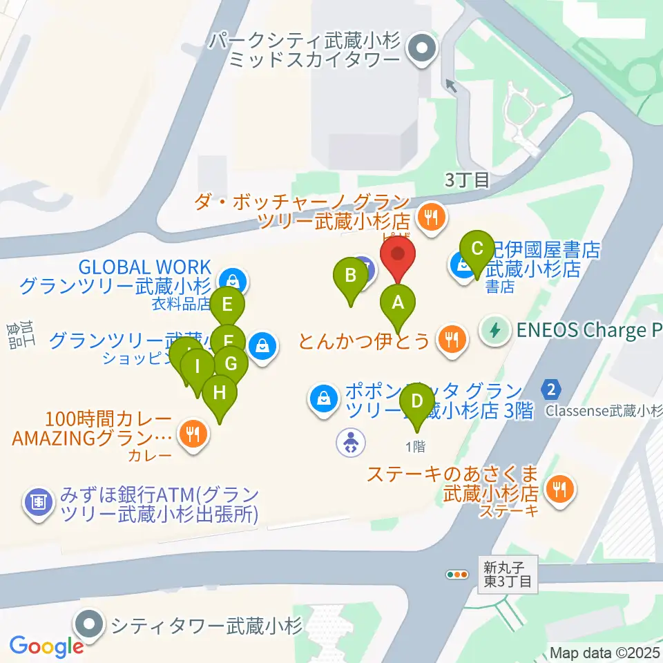 タワーレコード グランツリー武蔵小杉店周辺のカフェ一覧地図