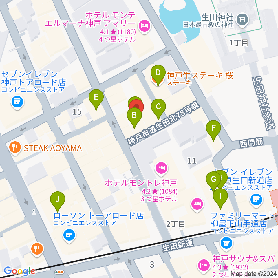 神戸Brothers and Sisters周辺のカフェ一覧地図