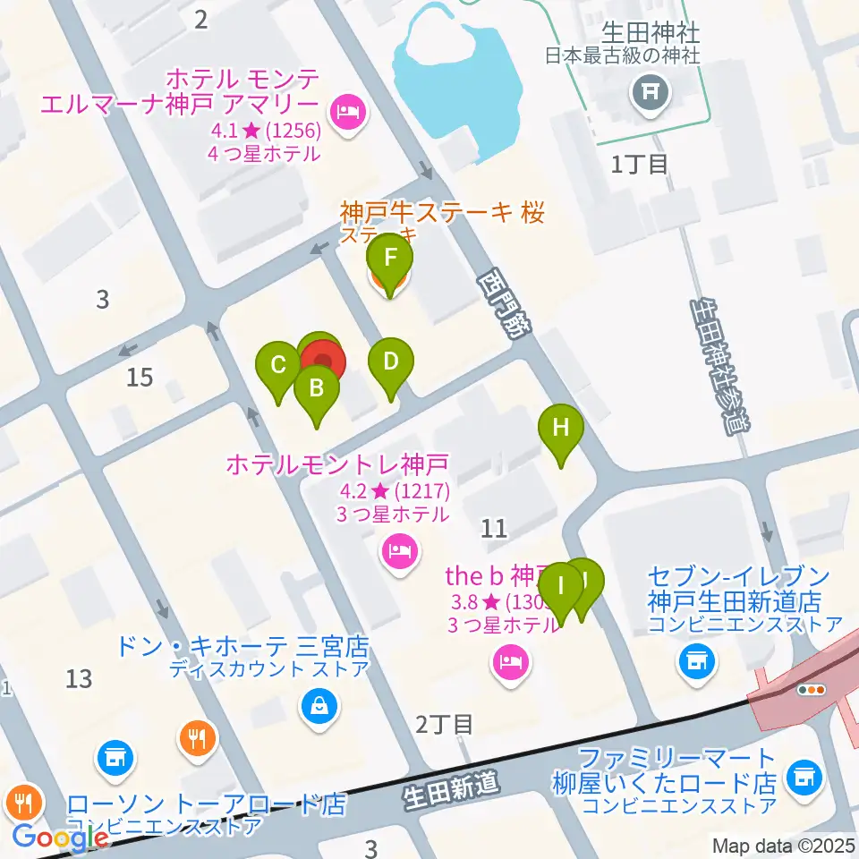神戸Brothers and Sisters周辺のカフェ一覧地図