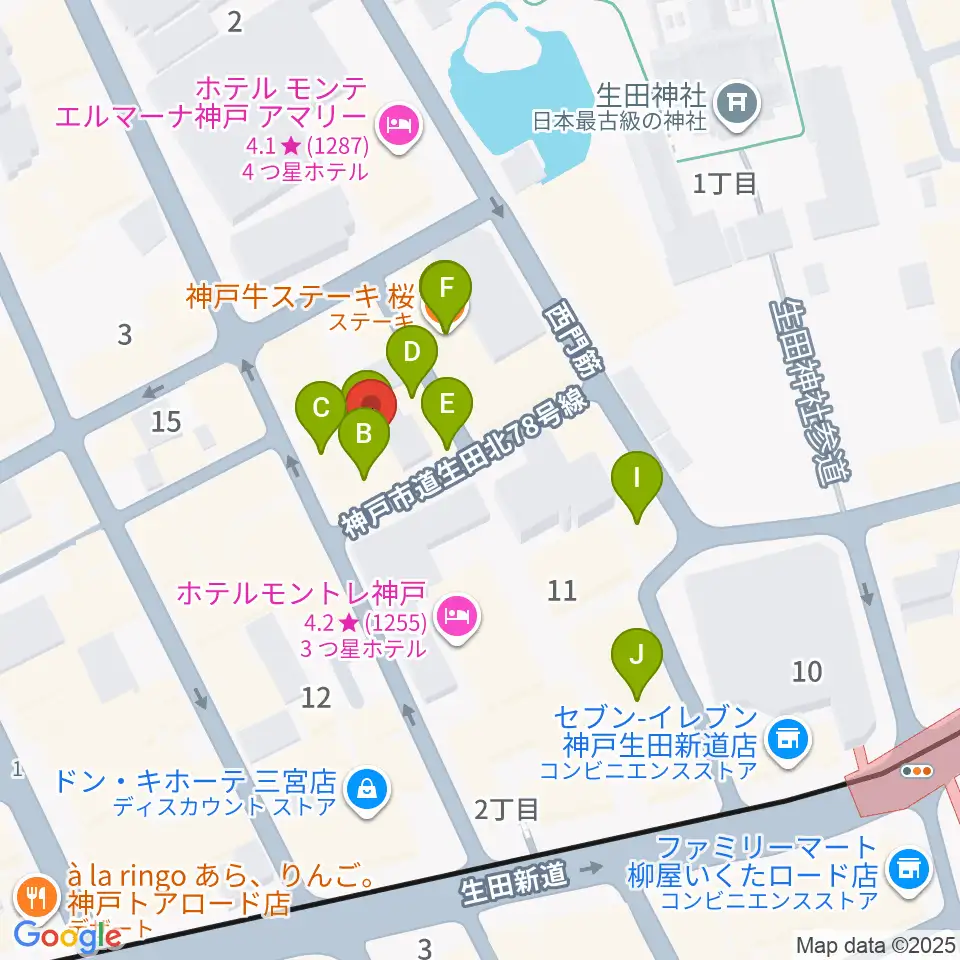 神戸Brothers and Sisters周辺のカフェ一覧地図