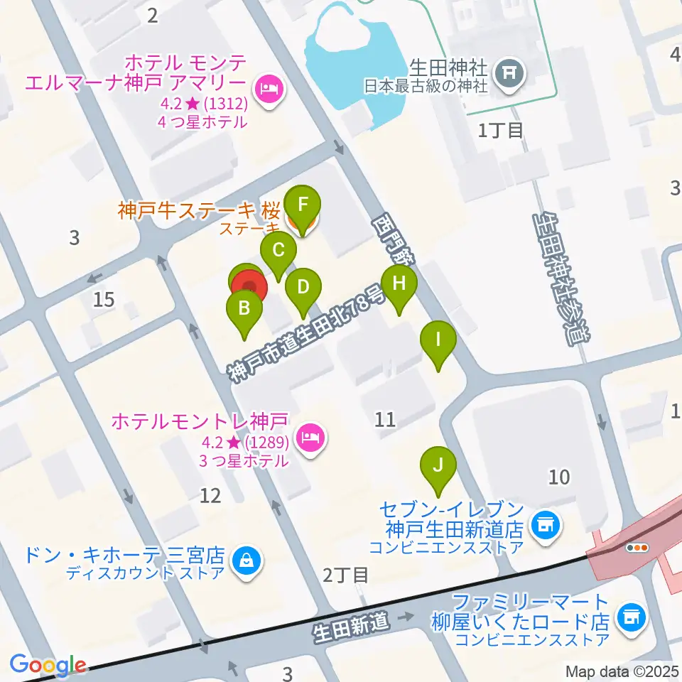 神戸Brothers and Sisters周辺のカフェ一覧地図