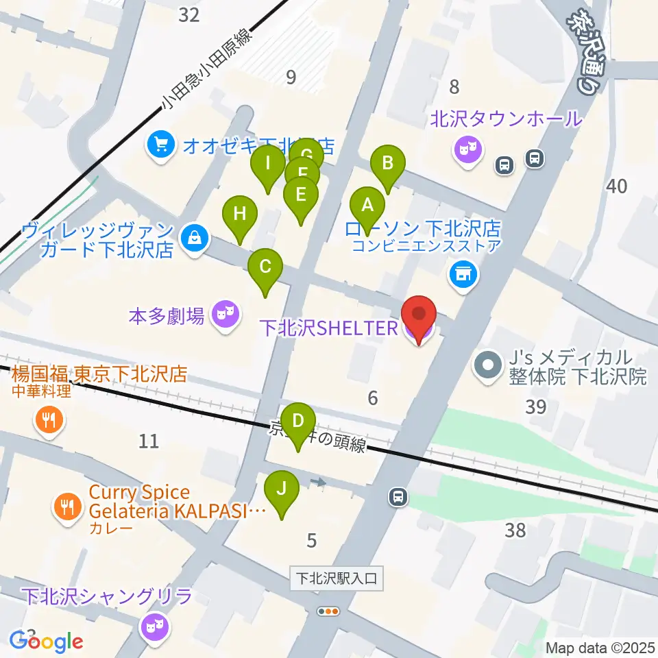下北沢シェルター周辺のカフェ一覧地図