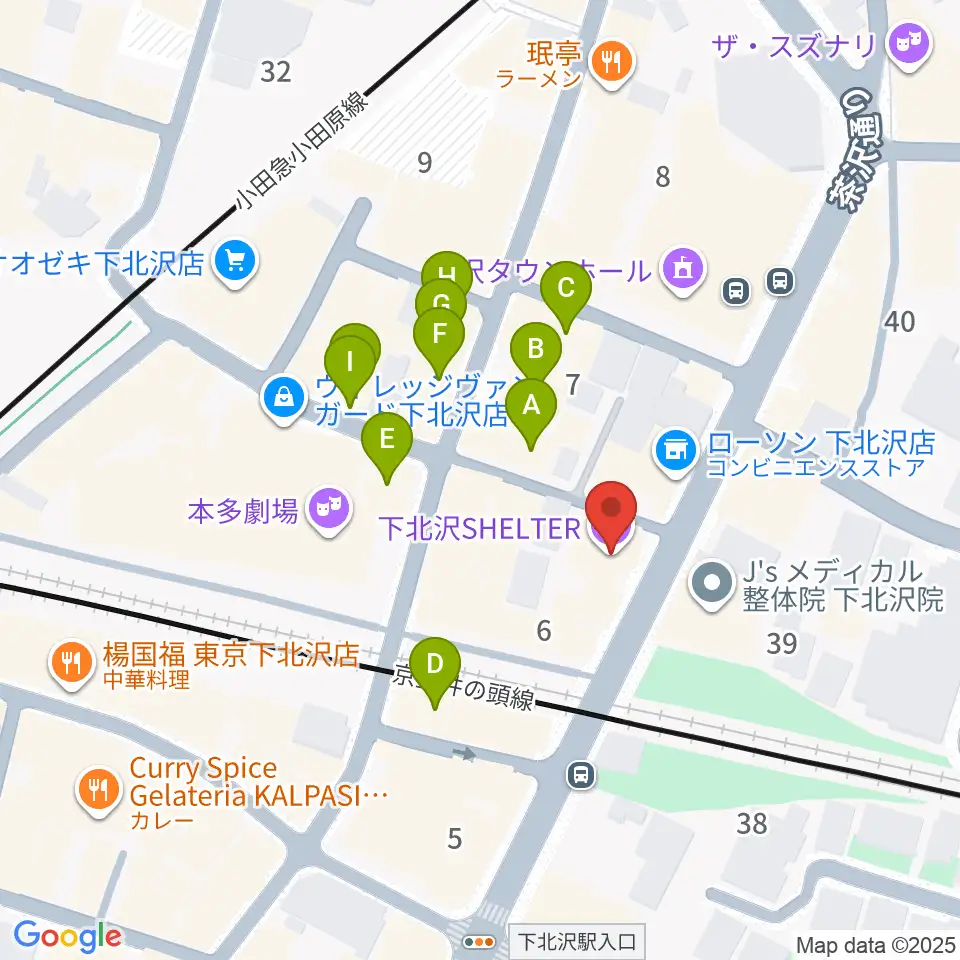 下北沢シェルター周辺のカフェ一覧地図