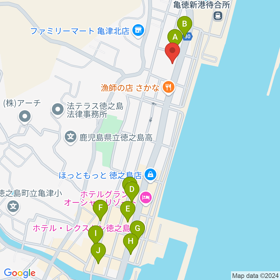 徳之島町文化会館周辺のカフェ一覧地図