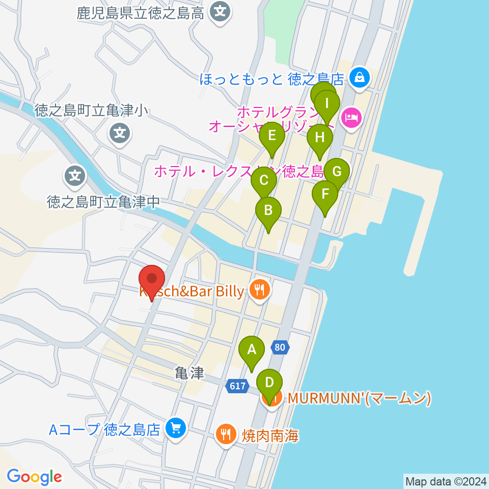 徳之島MAC周辺のカフェ一覧地図