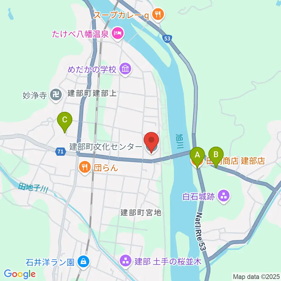 建部町文化センター周辺のカフェ一覧地図