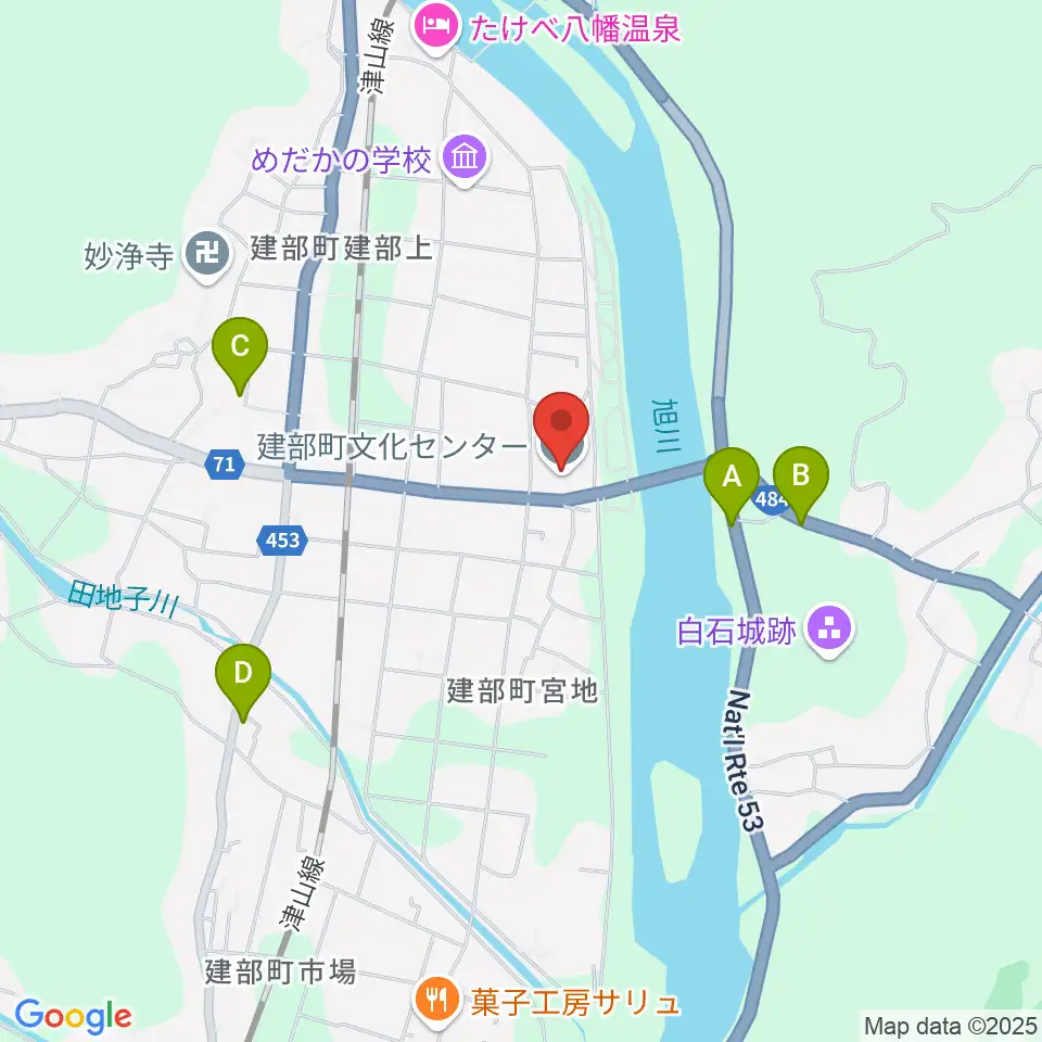 建部町文化センター周辺のカフェ一覧地図
