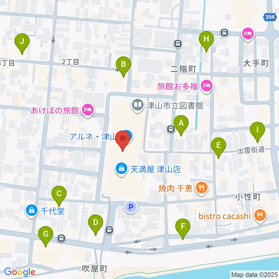 ベルフォーレ津山周辺のカフェ一覧地図