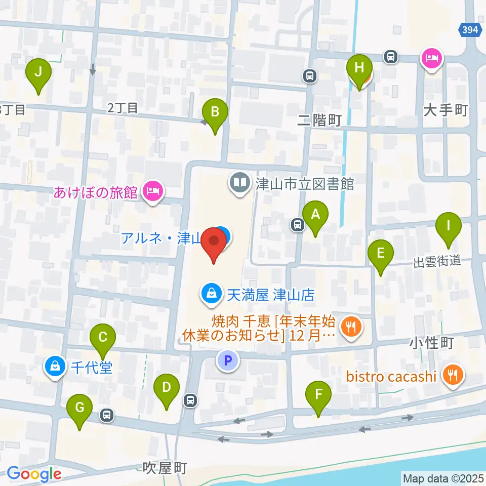 ベルフォーレ津山周辺のカフェ一覧地図