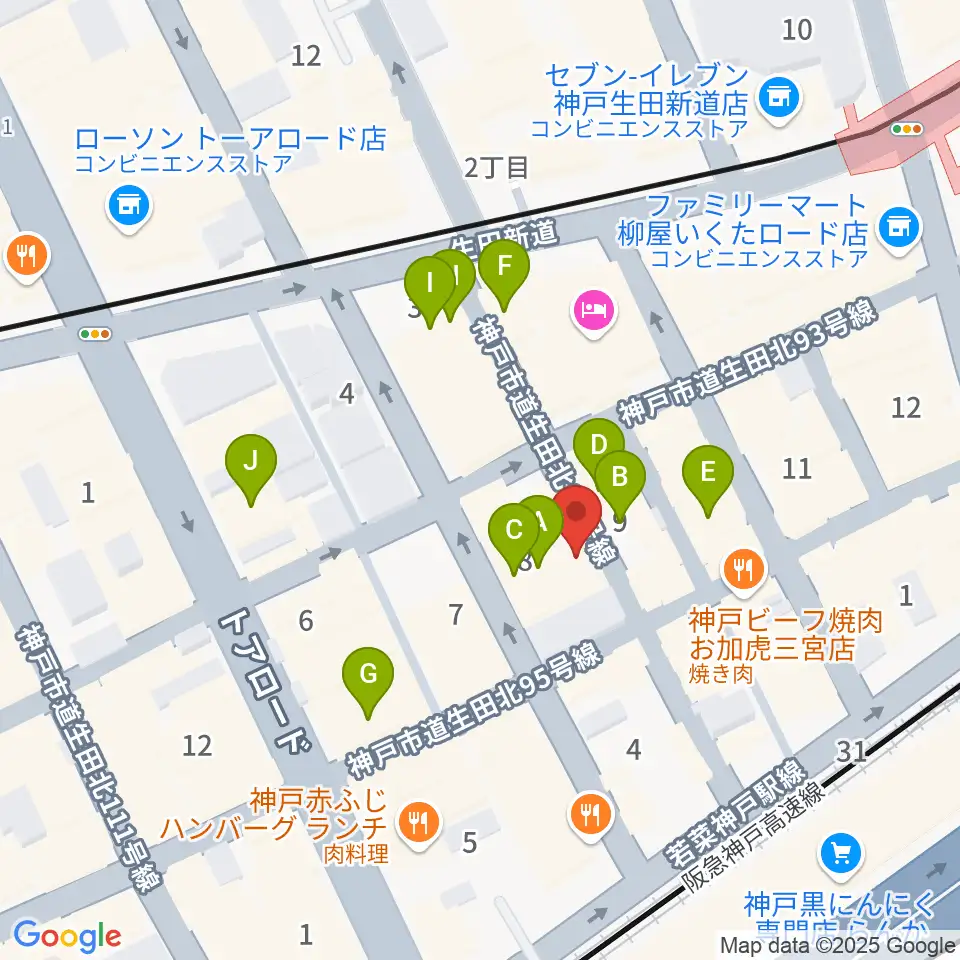 Underground Gallery周辺のカフェ一覧地図