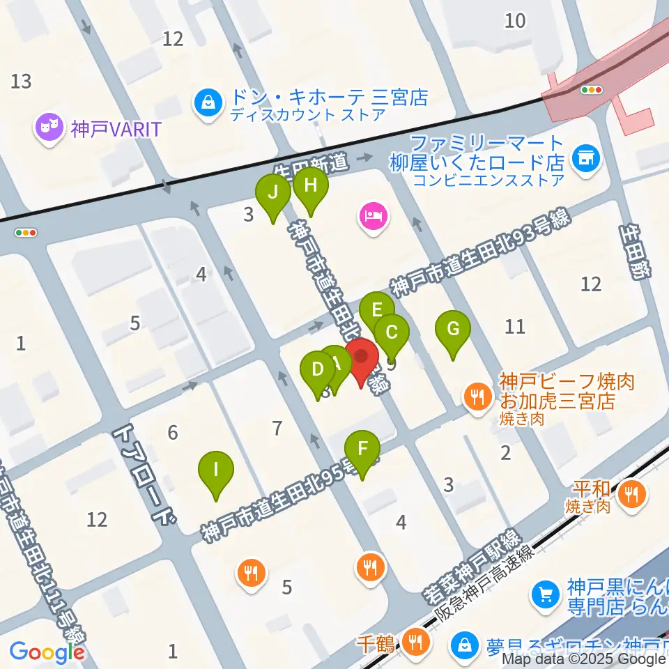 Underground Gallery周辺のカフェ一覧地図