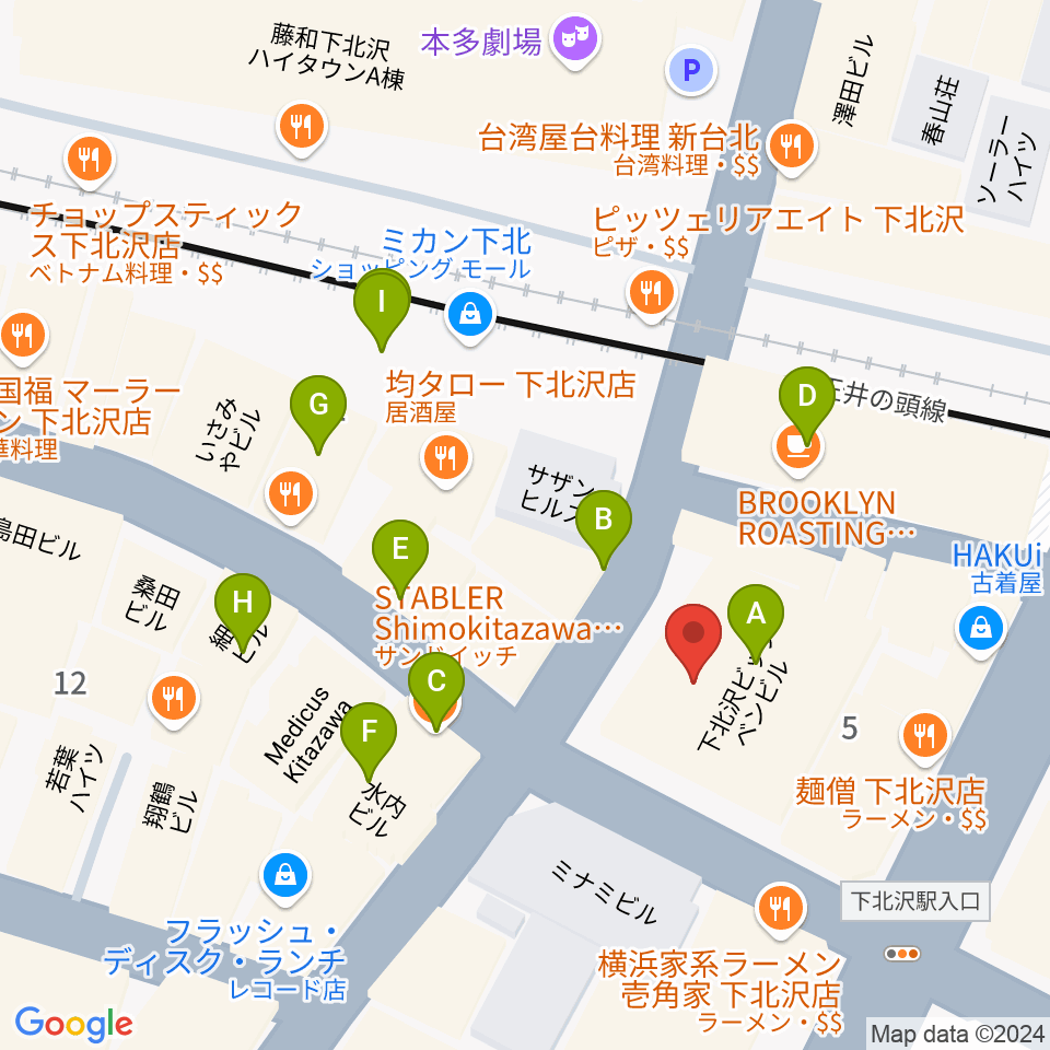 下北沢CLUB Que周辺のカフェ一覧地図