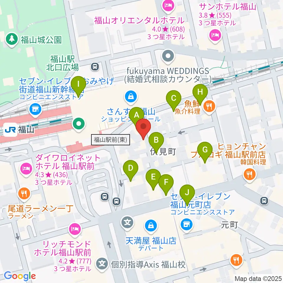 福山DUO周辺のカフェ一覧地図
