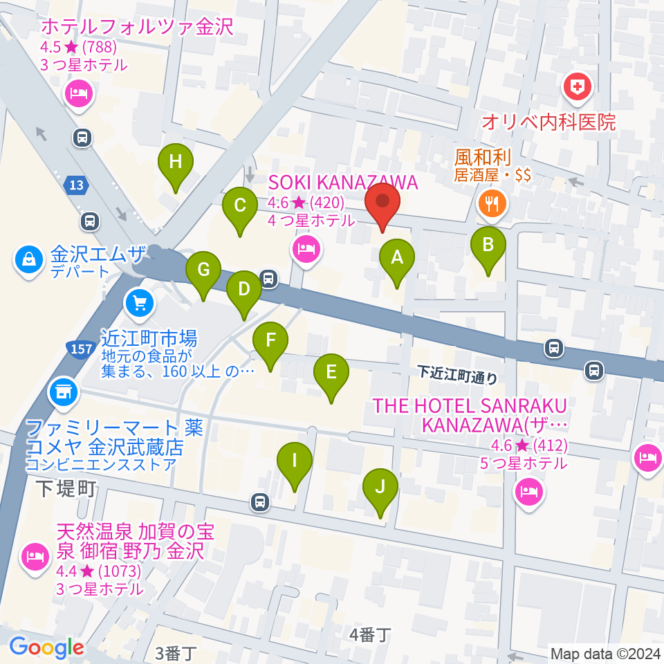 レコード・ジャングル周辺のカフェ一覧地図