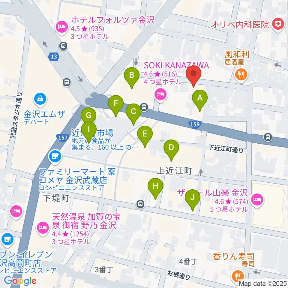 レコード・ジャングル周辺のカフェ一覧地図