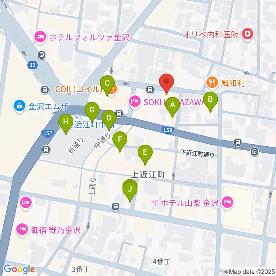 レコード・ジャングル周辺のカフェ一覧地図
