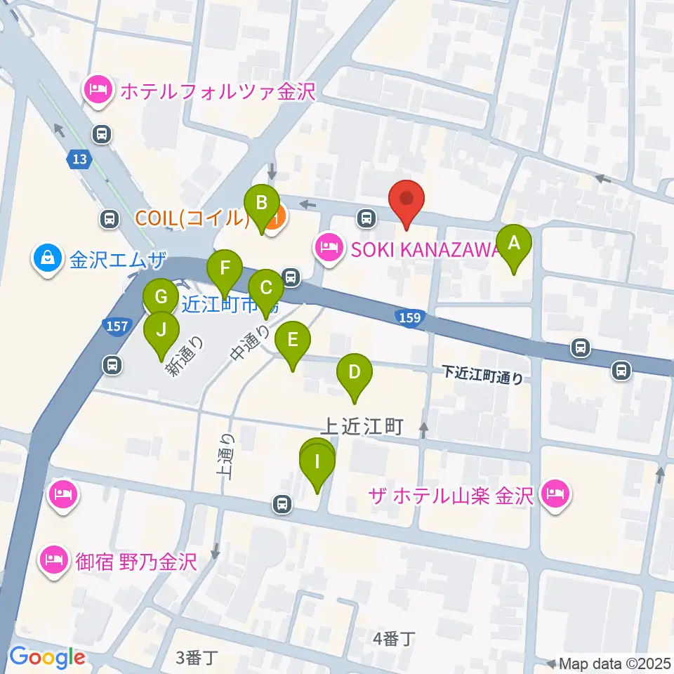 レコード・ジャングル周辺のカフェ一覧地図