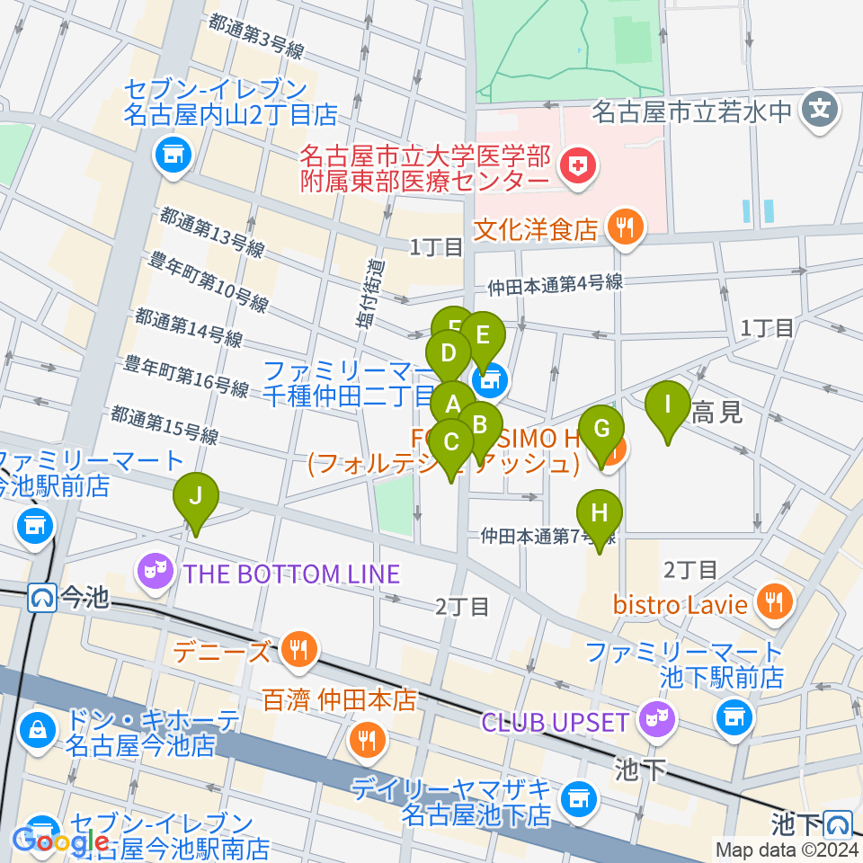 ナイトカフェ弾き語り周辺のカフェ一覧地図