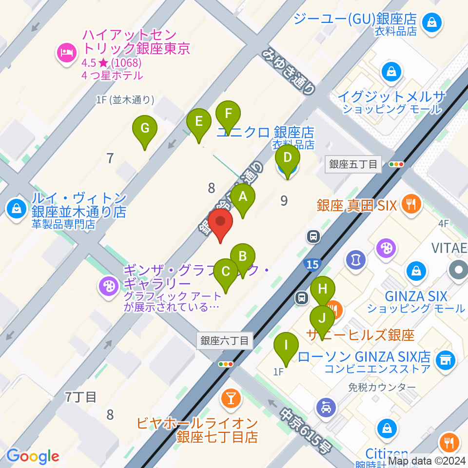 銀座タクト周辺のカフェ一覧地図